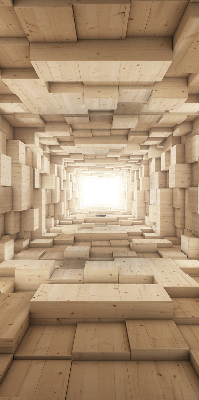 Rolgordijn voor het raam 3D houten gat