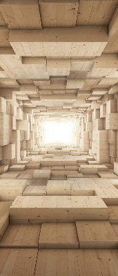 Rolgordijn voor het raam 3D houten gat