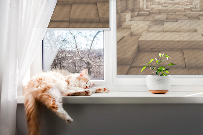 Rolgordijn voor het raam 3D houten gat