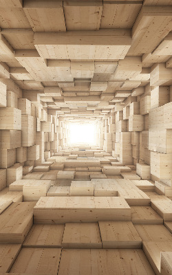 Rolgordijn voor het raam 3D houten gat