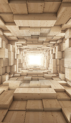 Rolgordijn voor het raam 3D houten gat