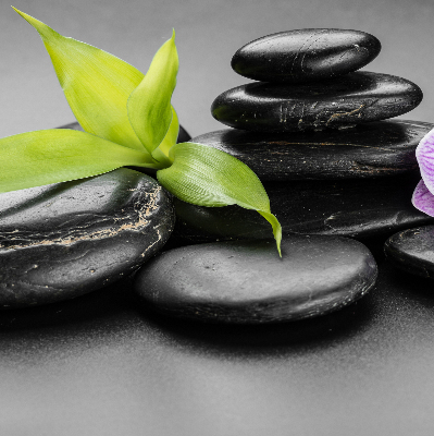 Rolgordijn voor het raam Orchidee op de stenen