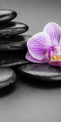 Rolgordijn voor het raam Orchidee op de stenen