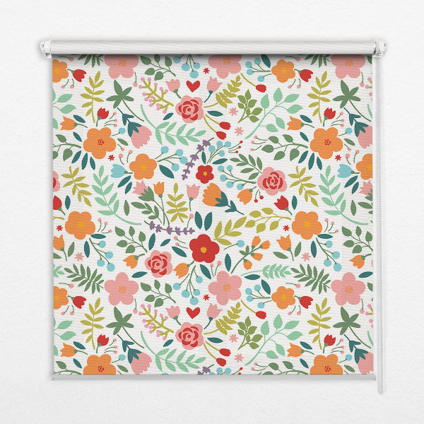 Rolgordijn voor het raam Geschilderde bloemen