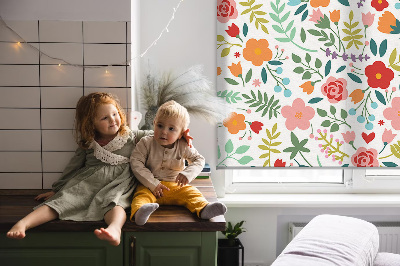 Rolgordijn voor het raam Geschilderde bloemen