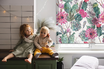 Rolgordijn voor het raam Cactusbloem