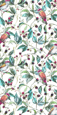 Rolgordijn verduisterend Blauwe bladeren en kleurrijke vogels