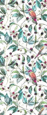 Rolgordijn verduisterend Blauwe bladeren en kleurrijke vogels