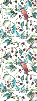 Rolgordijn verduisterend Blauwe bladeren en kleurrijke vogels