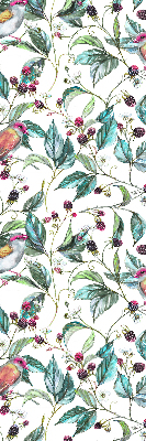 Rolgordijn verduisterend Blauwe bladeren en kleurrijke vogels