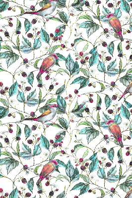 Rolgordijn verduisterend Blauwe bladeren en kleurrijke vogels