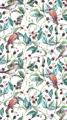 Rolgordijn verduisterend Blauwe bladeren en kleurrijke vogels