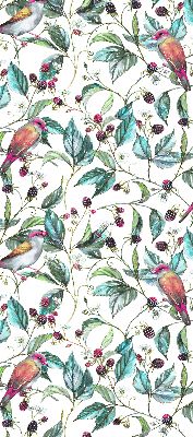 Rolgordijn verduisterend Blauwe bladeren en kleurrijke vogels