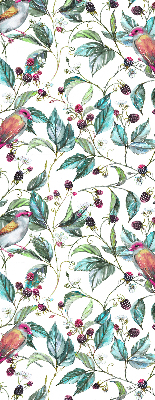 Rolgordijn verduisterend Blauwe bladeren en kleurrijke vogels