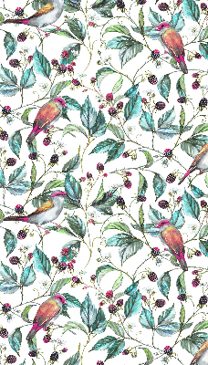 Rolgordijn verduisterend Blauwe bladeren en kleurrijke vogels