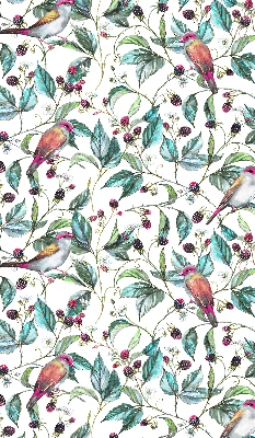 Rolgordijn verduisterend Blauwe bladeren en kleurrijke vogels