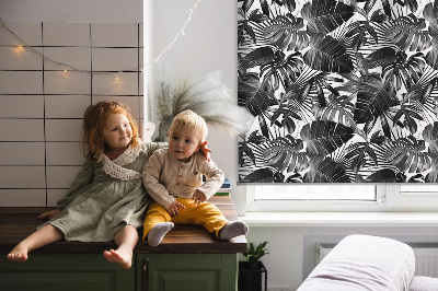 Rolgordijn voor het raam Grijze bladeren