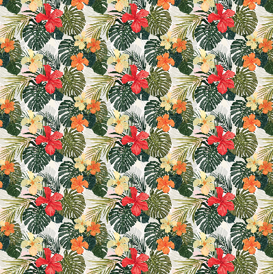 Rolgordijn verduisterend Tropische bloemen en bladeren