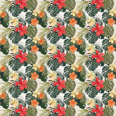 Rolgordijn verduisterend Tropische bloemen en bladeren