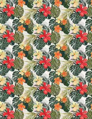 Rolgordijn verduisterend Tropische bloemen en bladeren