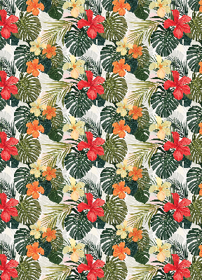 Rolgordijn verduisterend Tropische bloemen en bladeren