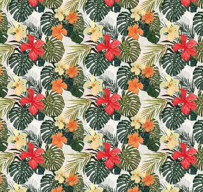 Rolgordijn verduisterend Tropische bloemen en bladeren