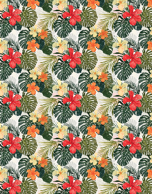 Rolgordijn verduisterend Tropische bloemen en bladeren