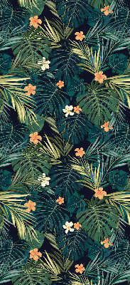 Rolgordijn voor het raam Tropische bladeren en bloemen