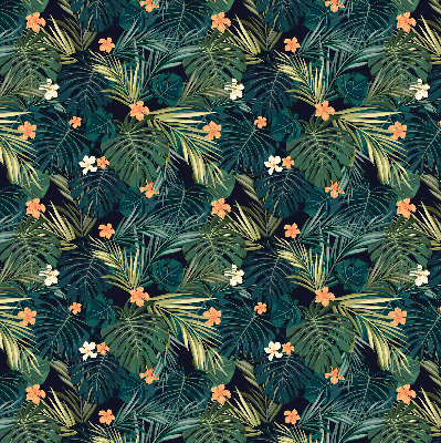 Rolgordijn voor het raam Tropische bladeren en bloemen