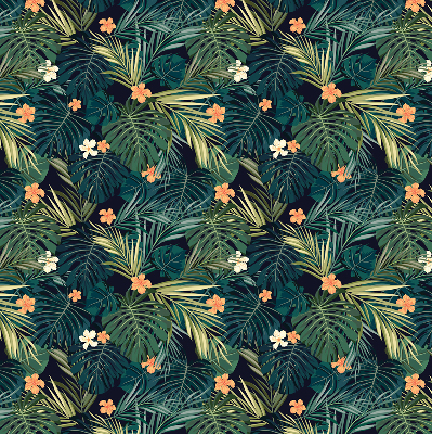 Rolgordijn voor het raam Tropische bladeren en bloemen