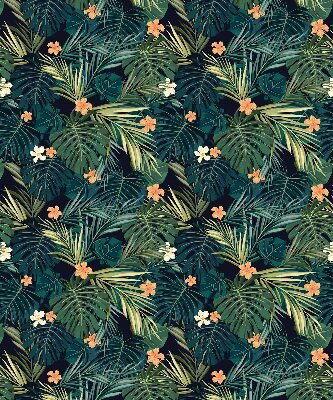 Rolgordijn voor het raam Tropische bladeren en bloemen