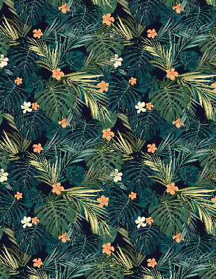 Rolgordijn voor het raam Tropische bladeren en bloemen