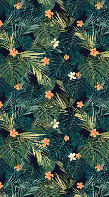 Rolgordijn voor het raam Tropische bladeren en bloemen