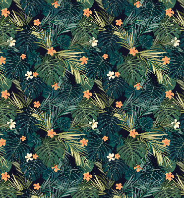 Rolgordijn voor het raam Tropische bladeren en bloemen