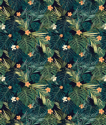 Rolgordijn voor het raam Tropische bladeren en bloemen