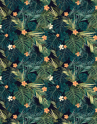 Rolgordijn voor het raam Tropische bladeren en bloemen