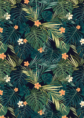 Rolgordijn voor het raam Tropische bladeren en bloemen