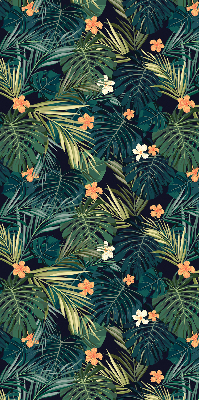 Rolgordijn voor het raam Tropische bladeren en bloemen