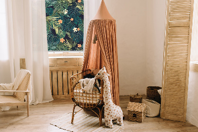 Rolgordijn voor het raam Tropische bladeren en bloemen