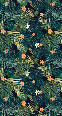 Rolgordijn voor het raam Tropische bladeren en bloemen