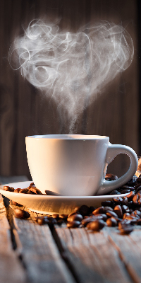 Rolgordijn voor het raam Een kopje koffie