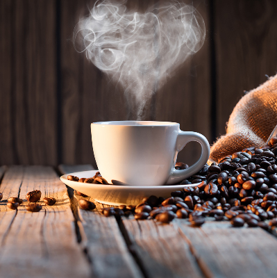 Rolgordijn voor het raam Een kopje koffie