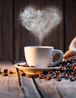 Rolgordijn voor het raam Een kopje koffie