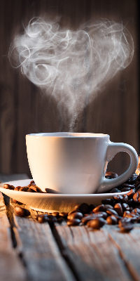 Rolgordijn voor het raam Een kopje koffie
