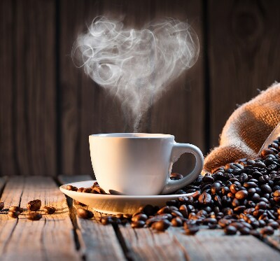 Rolgordijn voor het raam Een kopje koffie