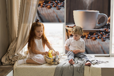 Rolgordijn voor het raam Een kopje koffie