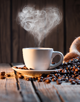 Rolgordijn voor het raam Een kopje koffie