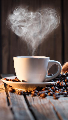 Rolgordijn voor het raam Een kopje koffie