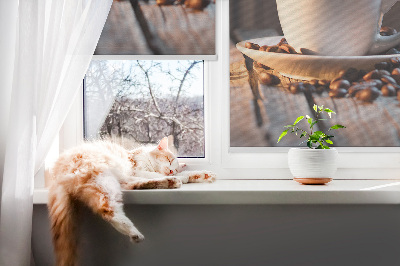 Rolgordijn voor het raam Een kopje koffie