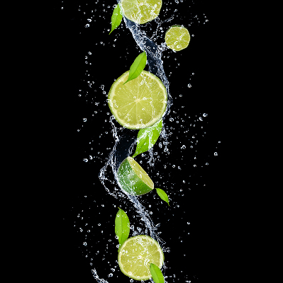 Rolgordijn voor het raam Kalk die in het water valt